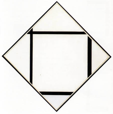 Piet Mondrian - Raute mit vier Linien und Grau