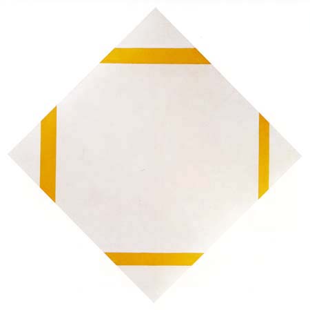 Piet (Pieter Cornelis) Mondrian (Mondriaan) - Composición rombo con cuatro líneas amarillas
