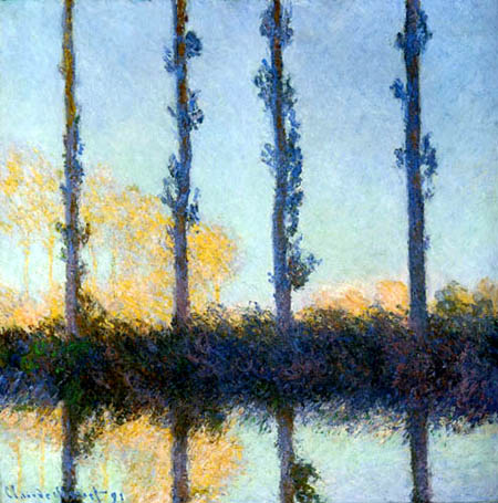 Claude Oscar Monet - Poplars with water reflection