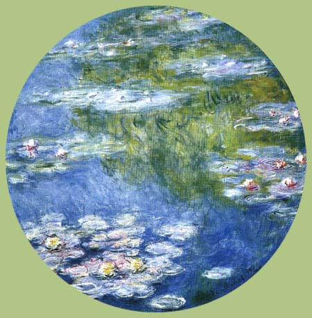 Claude Oscar Monet - Seerosen Spiegelung Weide grün rund