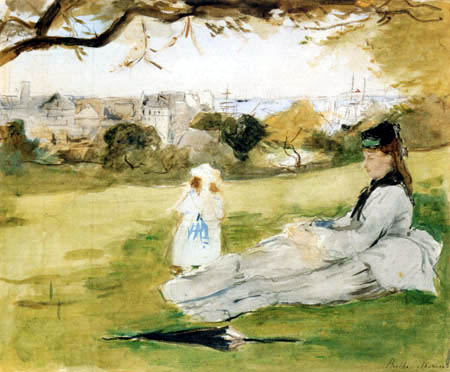 Berthe Morisot - Mutter und Kind auf der Wiese