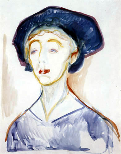 Edvard Munch - Dame avec un chapeau bleu