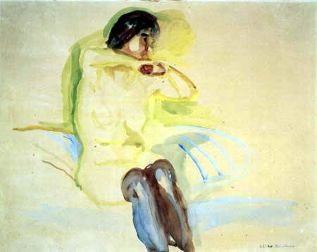 Edvard Munch - Femme assise avec des bas bleus