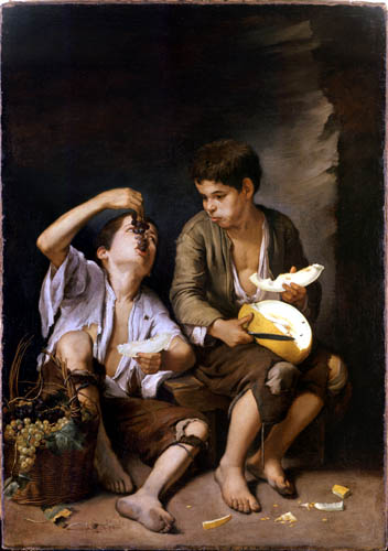 Bartolomé Esteban Murillo (Pérez) - Two Boys Eating a melon and grapes