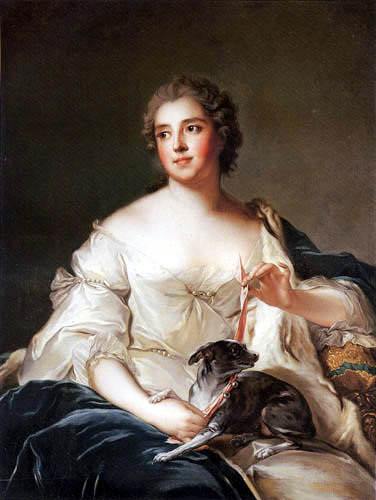 Jean-Marc Nattier the Younger - Portrait of a Lady with dog