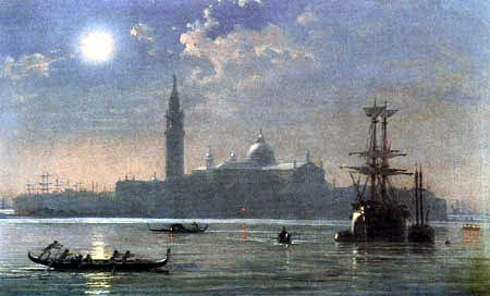 Friedrich Nerly (Nehrlich) - S. Giorgio Maggiore moonlit, Venice