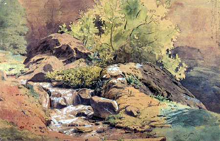 Friedrich Nerly (Nehrlich) - Mountain stream in Obermais near Meran