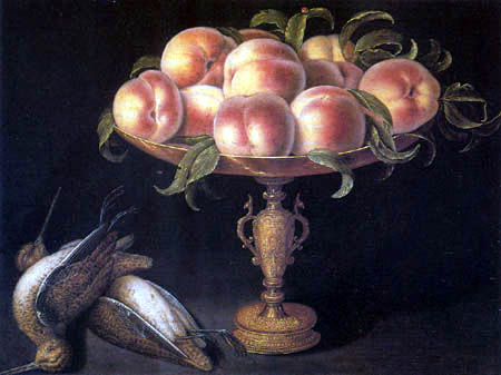 Panfilo Nuvolone - Kelchvase mit Pfirsichen und zwei toten Schnepfen
