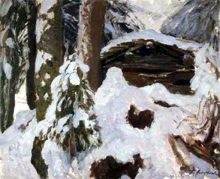 Fritz Overbeck - Snow-covered fir trees, Davos