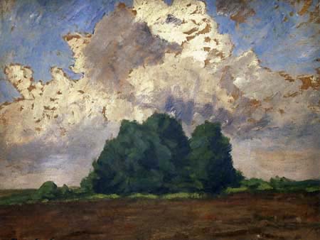 Fritz Overbeck - Groupe d'arbres avec des nuages​​, Worpswede