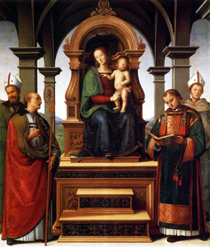 Perugino (Pietro di Cristoforo Vannucci) - Thronende Madonna mit dem Kind