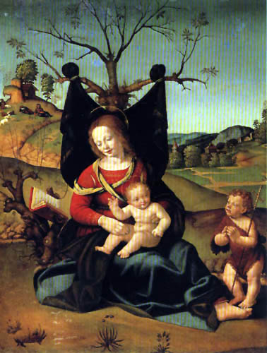 Piero di Cosimo (Piero di Lorenzo) - Madonna and Child with the Young John the Baptist