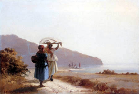 Camille Pissarro - Deux Femmes causant au bord de la mer, Saint-Thomas