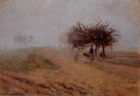 Camille Pissarro - Nebeliger Morgen in Creil
