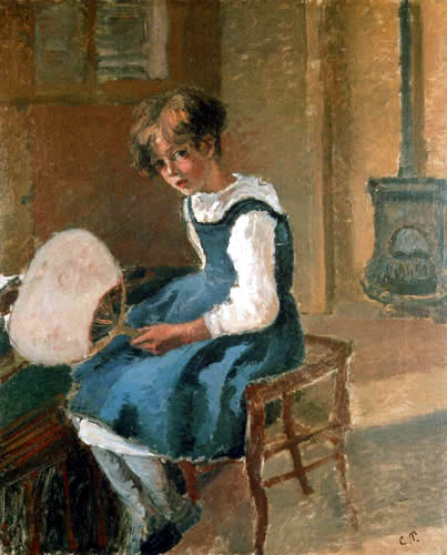Camille Pissarro - Jeanne Holding mit einem Fächer