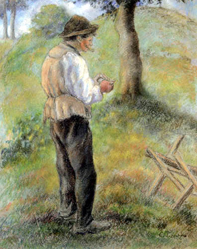 Camille Pissarro - Père Melon entzündet seine Pfeife