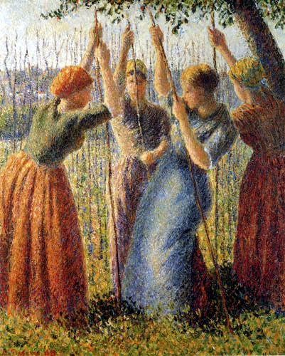 Camille Pissarro - Bäuerinnen setzen Erbsenstangen