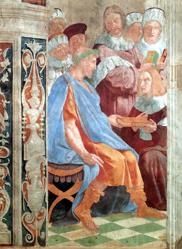 Raffaelo Raffael (Santi Sanzio, Raffael da Urbino) - Justinian übergibt die Pandekten