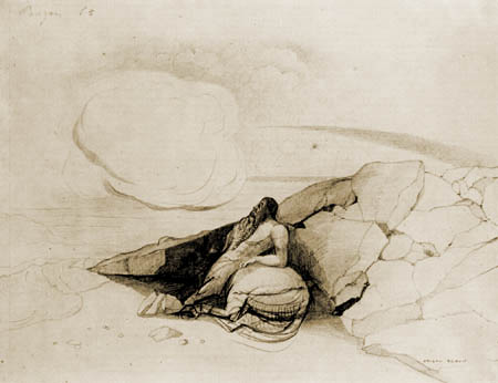 Odilon Redon - Bärtiger Kentaur an einem Felsen