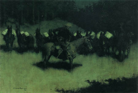 Frederic Remington - Scare in a Pack Train