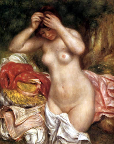 Pierre Auguste Renoir - Badende, Ihr Haar ordnend