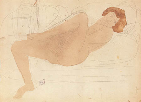 Auguste Rodin - Frauenakt auf dem Rücken