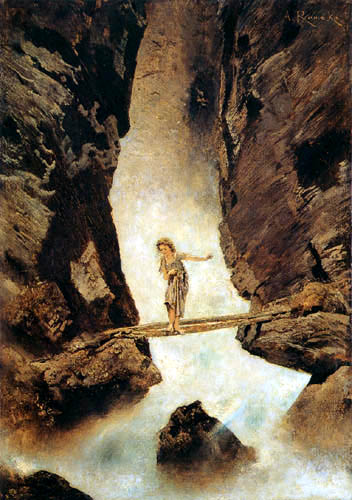 Anton Romako - On the waterfall