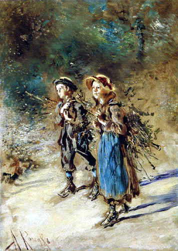 Anton Romako - Children gather brushwood