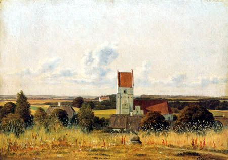 Martinus Rørbye - Vester Egede Church with the Gisselfeld Convent