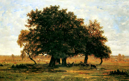 Théodore P. E. Rousseau - Cows under trees