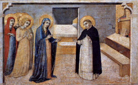 Sano di Pietro (Ansano di Mencio) - Maria erscheint dem hl. Petrus Martyr