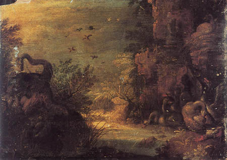 Roelant Savery - Landscape with birds and animals
