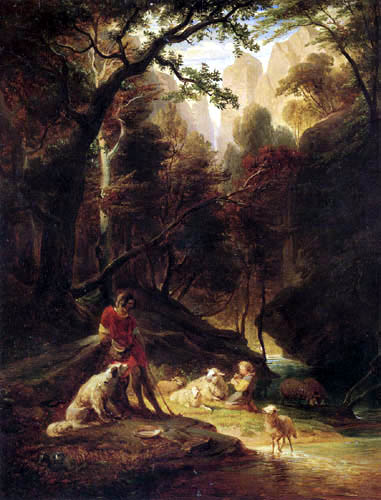 Caspar Johann Nepomuk Scheuren - Troupeau dans la forêt