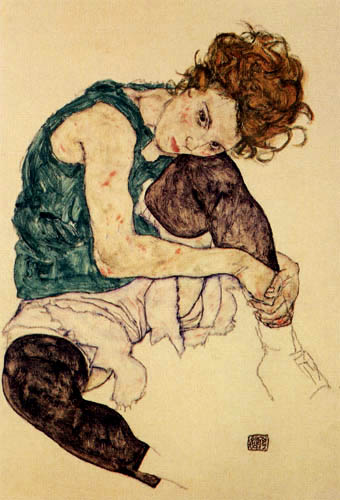 Egon Schiele - Sitzende Frau mit hochgezogenem Bein