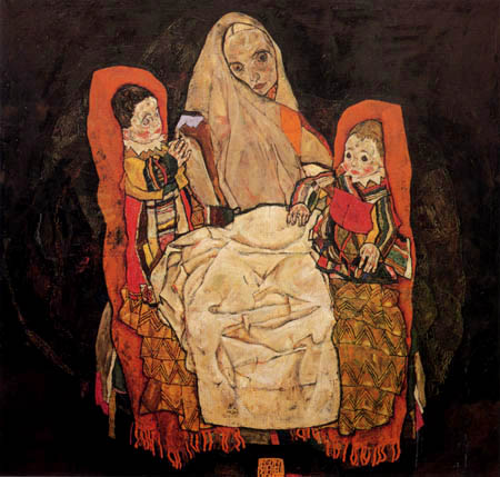 Egon Schiele - Mother with two children