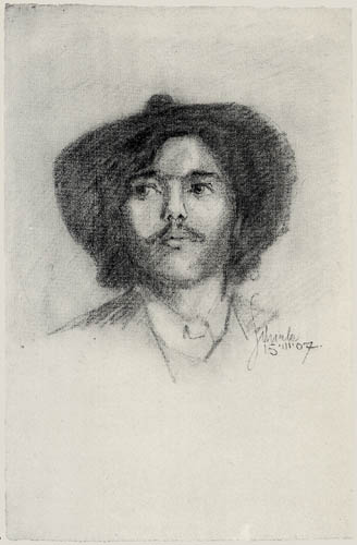 Egon Schiele - Bildnis eines jungen Mannes mit Bart und Hut
