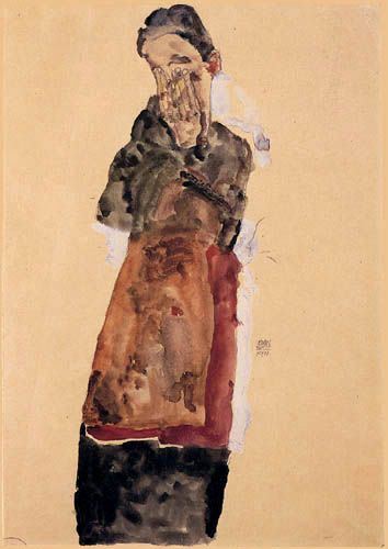 Egon Schiele - Junge Frau mit Händen vor dem Gesicht