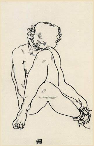 Egon Schiele - Sitzender Akt mit gekreuzten Beinen