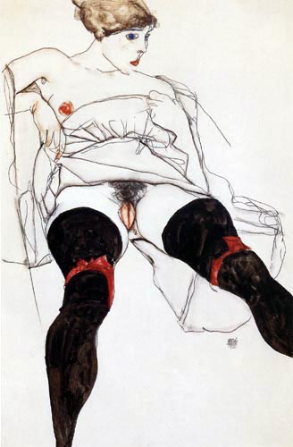 Egon Schiele - Woman in black stockings