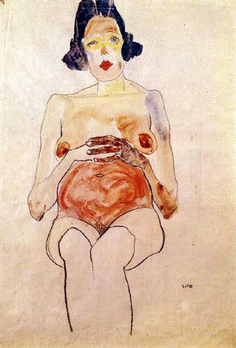 Egon Schiele - Red Nude, expecting