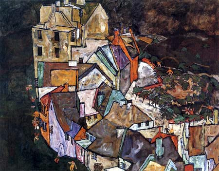 Egon Schiele - End of the city, Houses in Krumau III