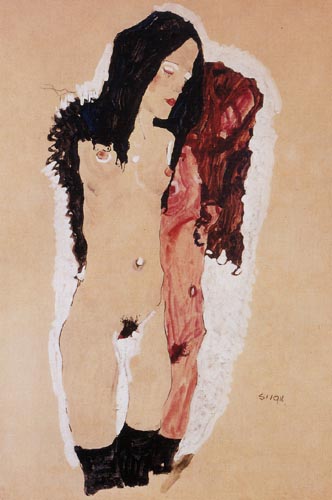 Egon Schiele - Two lying girls