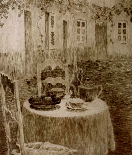 Henri Le Sidaner - Das rote Tischtuch, Gerberoy