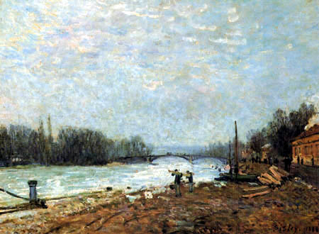 Alfred Sisley - The Seine after defrosting to the bridge of Suresnes