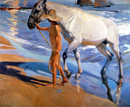 Joaquín Sorolla y Bastida - The bath of the horse