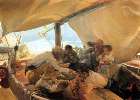Joaquín Sorolla y Bastida - Eating in the boat
