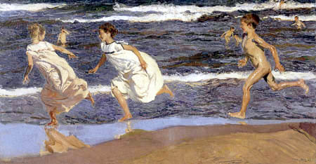 Joaquín Sorolla y Bastida - Running along the Beach