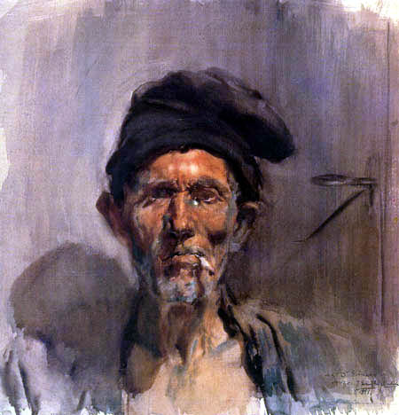 Joaquín Sorolla y Bastida - The old man with the cigarette