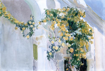 Joaquín Sorolla y Bastida - The yellow rosebush of the house of Sorolla