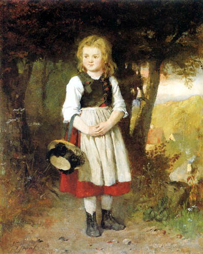 Johann Sperl - Girl in a wooded landscape